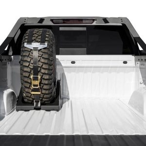 A.desert Des Spare Tire Carrier, Bed Mount, 33 to 40 Inch Tire (14 Inch Width), Hammer Black Powder Coated, Single, Universal – T99918NA01NA