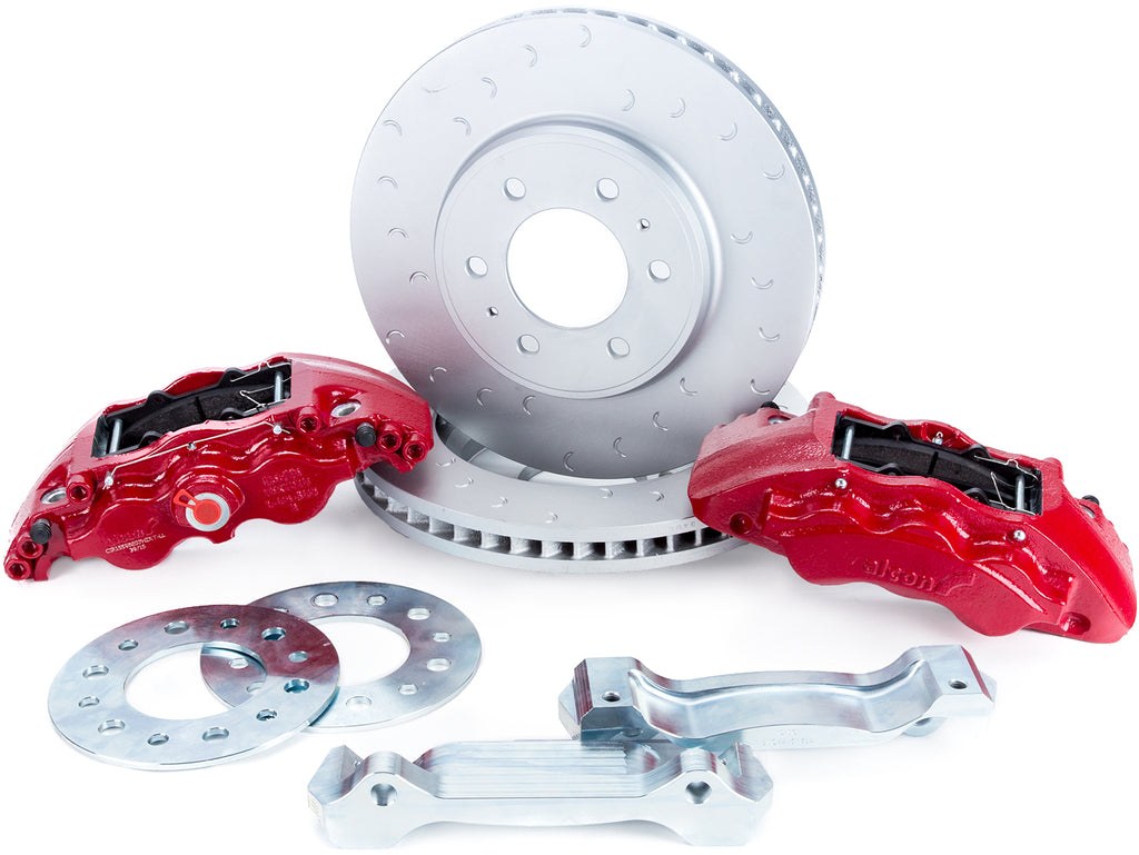 Alcon Brake Brake Kit, With Brake Pads, 6-Piston Red Calipers, 347 Millimeter Diameter X 36 Millimeter Thickness Rotors – BKF1559BE11