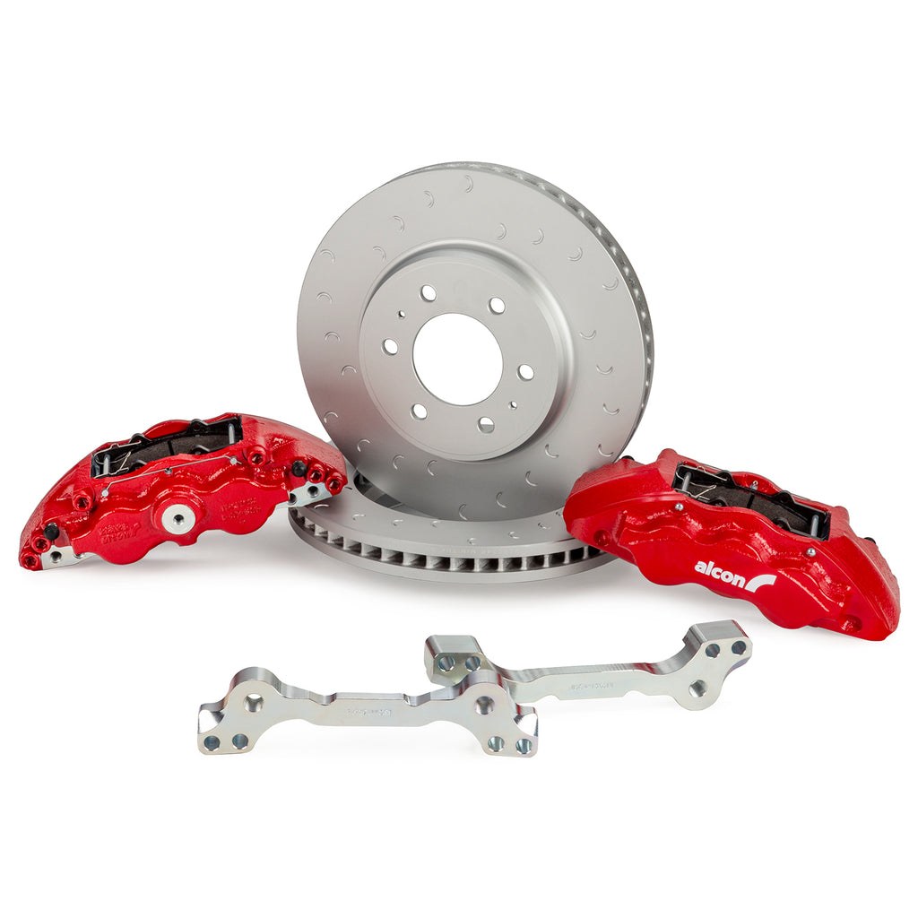 Alcon Brake Brake Kit, With Brake Pads, 6-Piston Red Calipers, 347 Millimeter Diameter X 36 Millimeter Thickness Rotors – BKF1559BE65