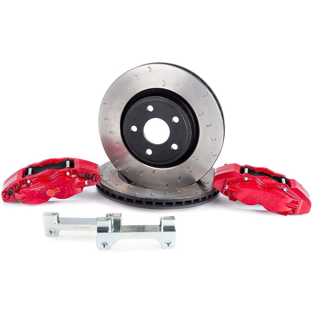 Alcon Brake Brake Kit, With Brake Pads, 4-Piston Red Calipers, 350 Millimeter Diameter X 32 Millimeter Thickness Rotors – BKF5459AX02