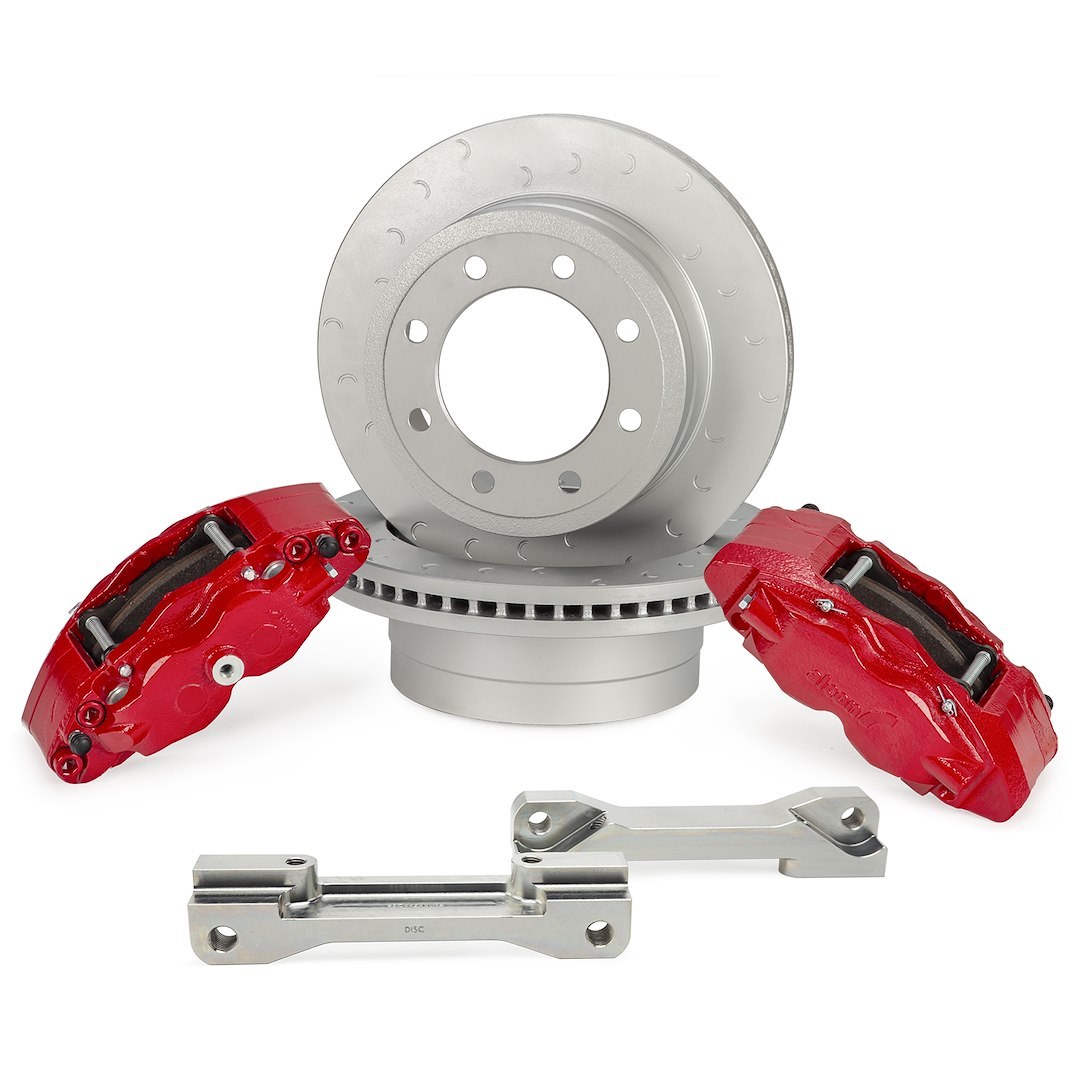 Alcon Brake Brake Kit, With Brake Pads, 4-Piston Red Calipers, 363 Millimeter Diameter X 38 Millimeter Thickness Rotors – BKR5459P28