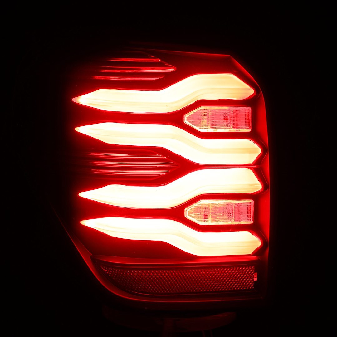 Alpharex USA Tail Light Assembly, Luxx-Series, LED, Smoke Lens, Matte Black Housing, Red/ Clear Bulb, Set of 2 – 690050