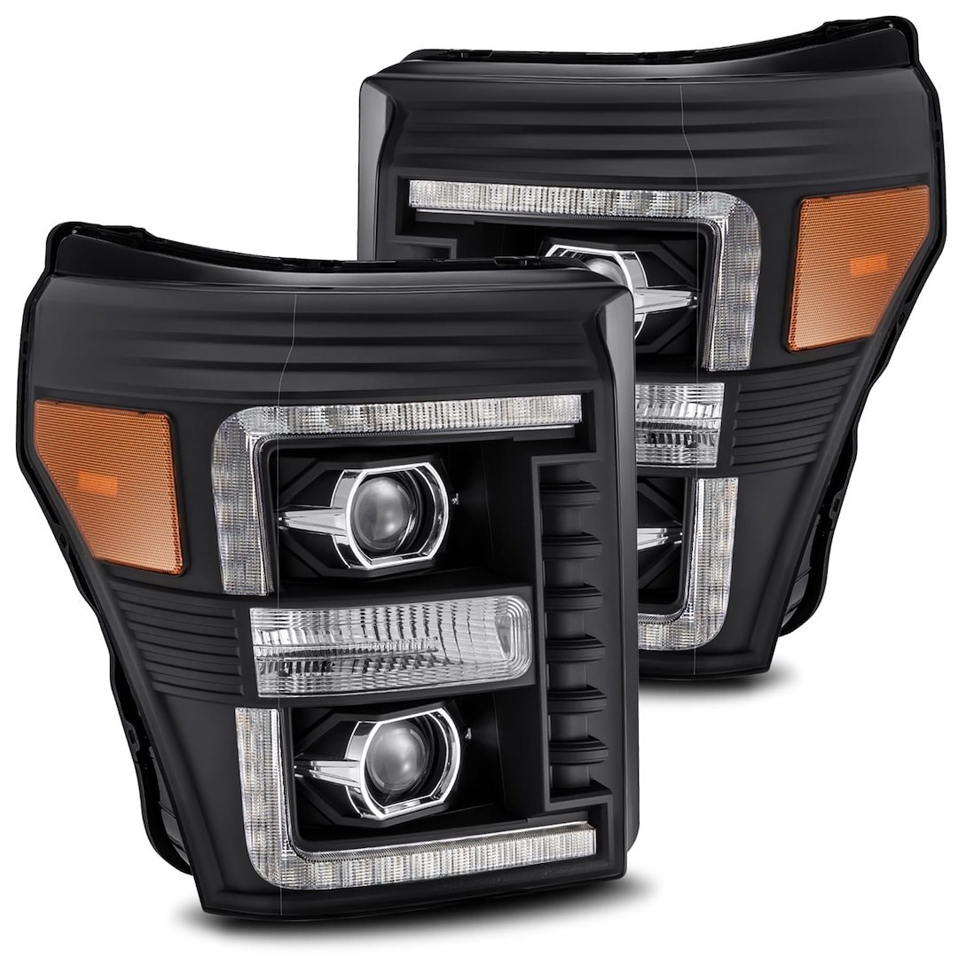Alpharex USA Headlight Assembly, Luxx-Series, LED Bulb, Projector Beam with Switchback Daytime Running Light/ Sequential Signal – 880146