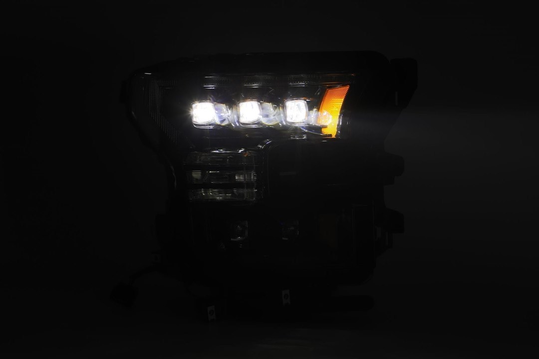 Alpharex USA Headlight Assembly, Nova-Series, LED Bulb, Projector Beam with White Switchback Daytime Running Light/ Amber Sequential Signal – 880163
