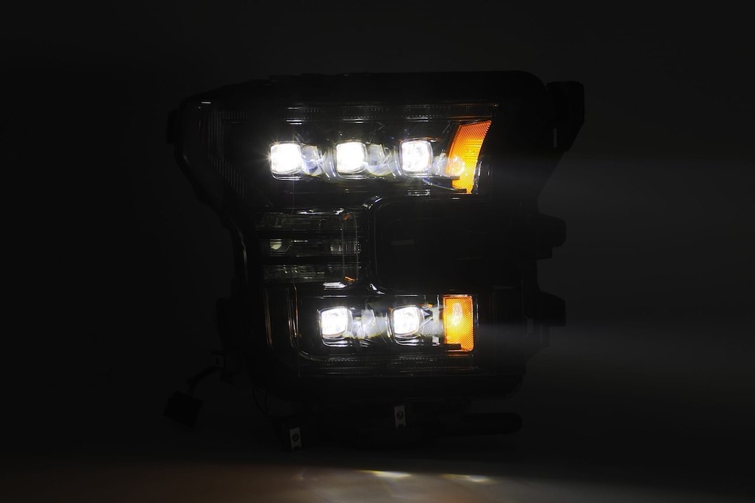 Alpharex USA Headlight Assembly, Nova-Series, LED Bulb, Projector Beam with White Switchback Daytime Running Light/ Amber Sequential Signal – 880163