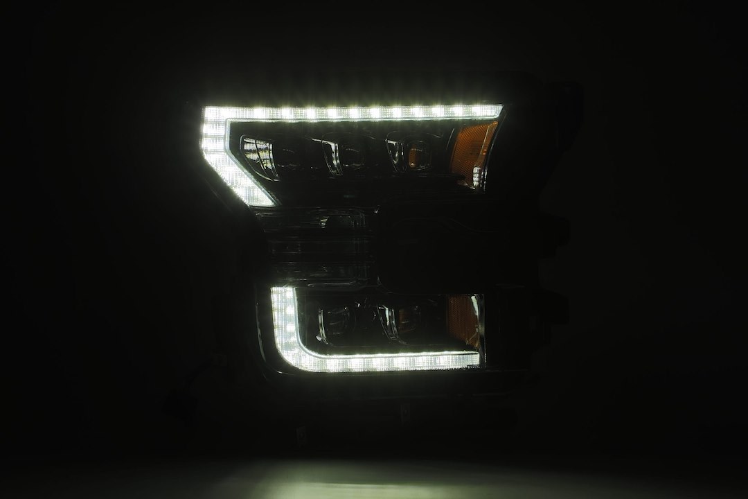 Alpharex USA Headlight Assembly, Nova-Series, LED Bulb, Projector Beam with White Switchback Daytime Running Light/ Amber Sequential Signal – 880163