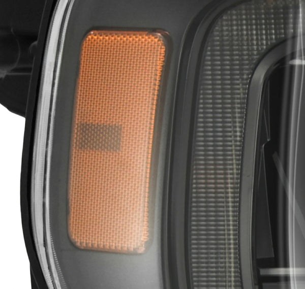 Alpharex USA Headlight Assembly, Luxx-Series, LED Bulb, Projector Beam with White Daytime Running Light/ Amber Sequential Turn Signal – 880169