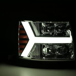 Alpharex USA Headlight Assembly, Nova-Series, LED Bulb, Projector Beam with Switchback Daytime Running Light/ Sequential Signal, 4 Osram LED – 880207