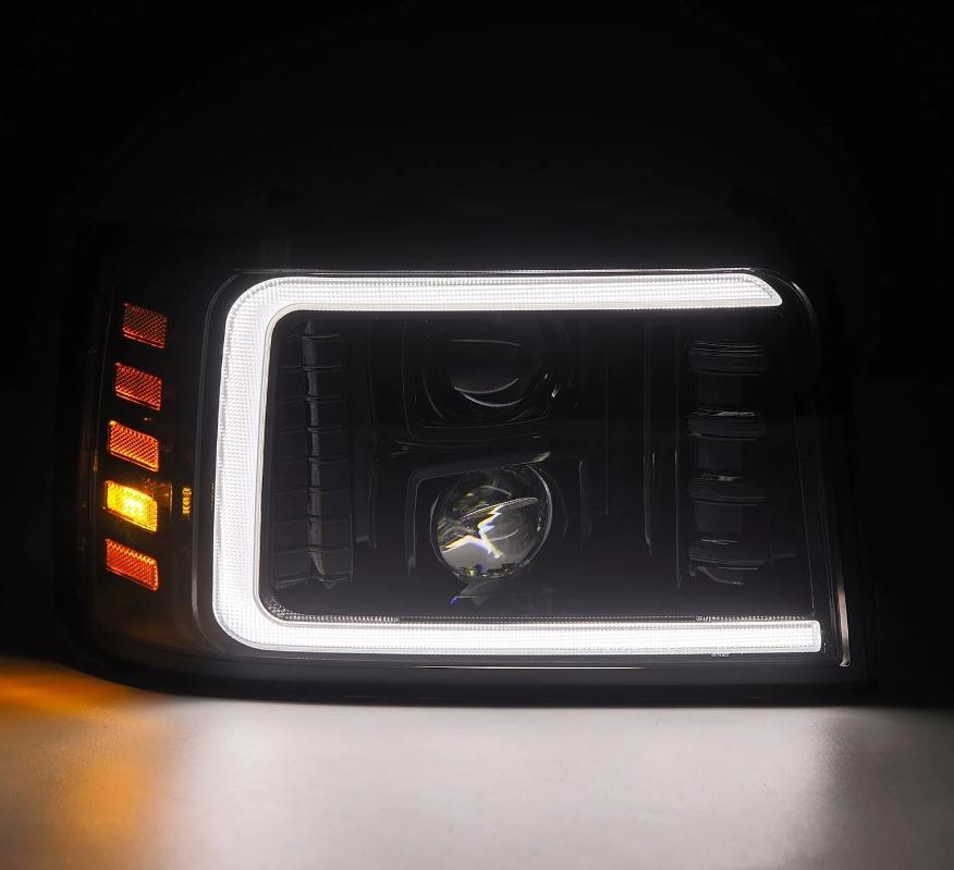 Alpharex USA Headlight Assembly, Luxx-Series, Projector Beam with White/ Amber Daytime Running Light and Sequential Turn Signal Light – 880267