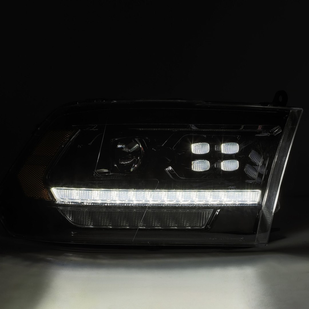 Alpharex USA Headlight Assembly, Luxx-Series, LED Bulb, Projector Beam with Switchback Daytime Running Light/ Sequential Signal – 880520