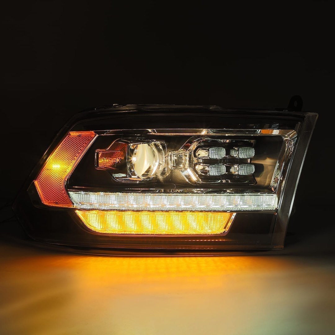 Alpharex USA Headlight Assembly, Luxx-Series, LED Bulb, Projector Beam with Switchback Daytime Running Light/ Sequential Signal – 880520