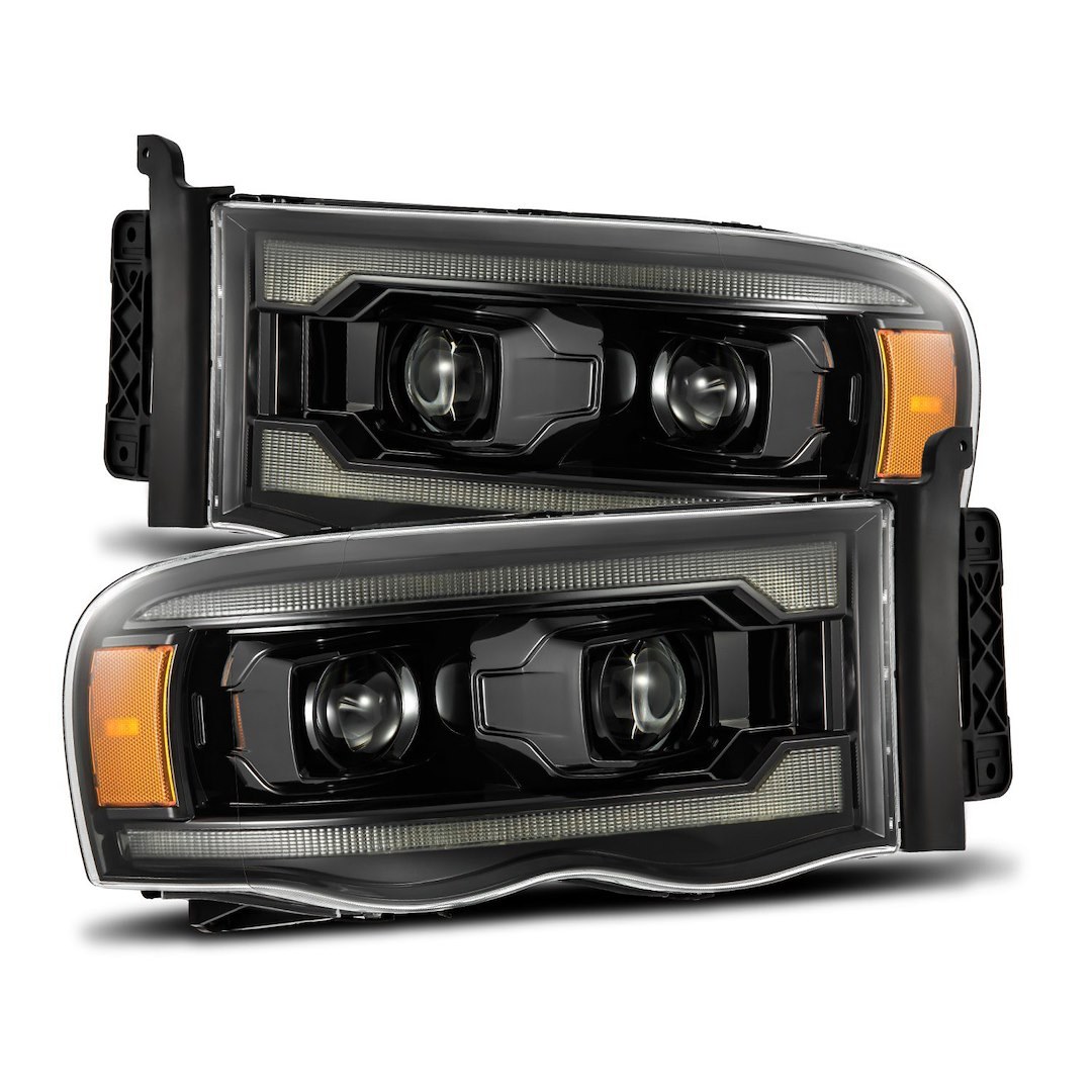 Alpharex USA Headlight Assembly, Luxx-Series, LED Bulb, Projector Beam with White Daytime Running Light/ Amber Sequential Signal – 880569