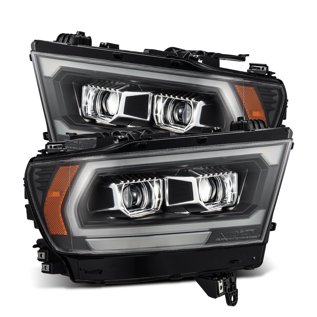 Alpharex USA Headlight Assembly, Luxx-Series, LED Bulb, Projector Beam, White Daytime Running Light/ Amber Signal Light – 880576