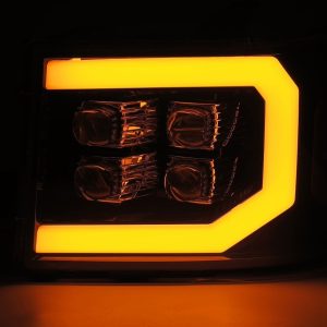 Alpharex USA Headlight Assembly, Nova-Series, LED Bulb, Projector Beam with Switchback Daytime Running Light/ Sequential Signal, 4 Osram LED – 880609