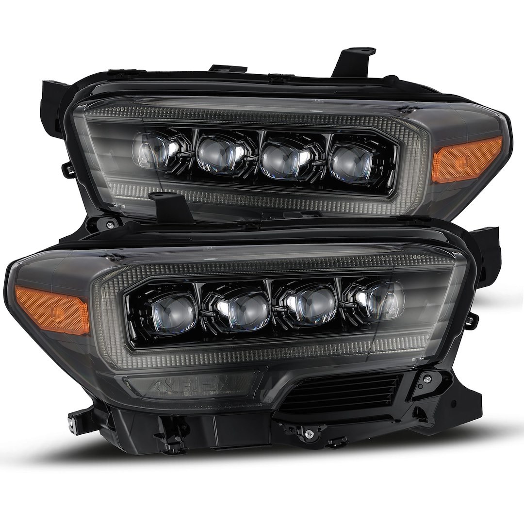 Alpharex USA Headlight Assembly, Nova-Series, LED Bulb, Projector Beam with White Daytime Running Light/ Amber Sequential Signal, 4 Osram LED – 880705