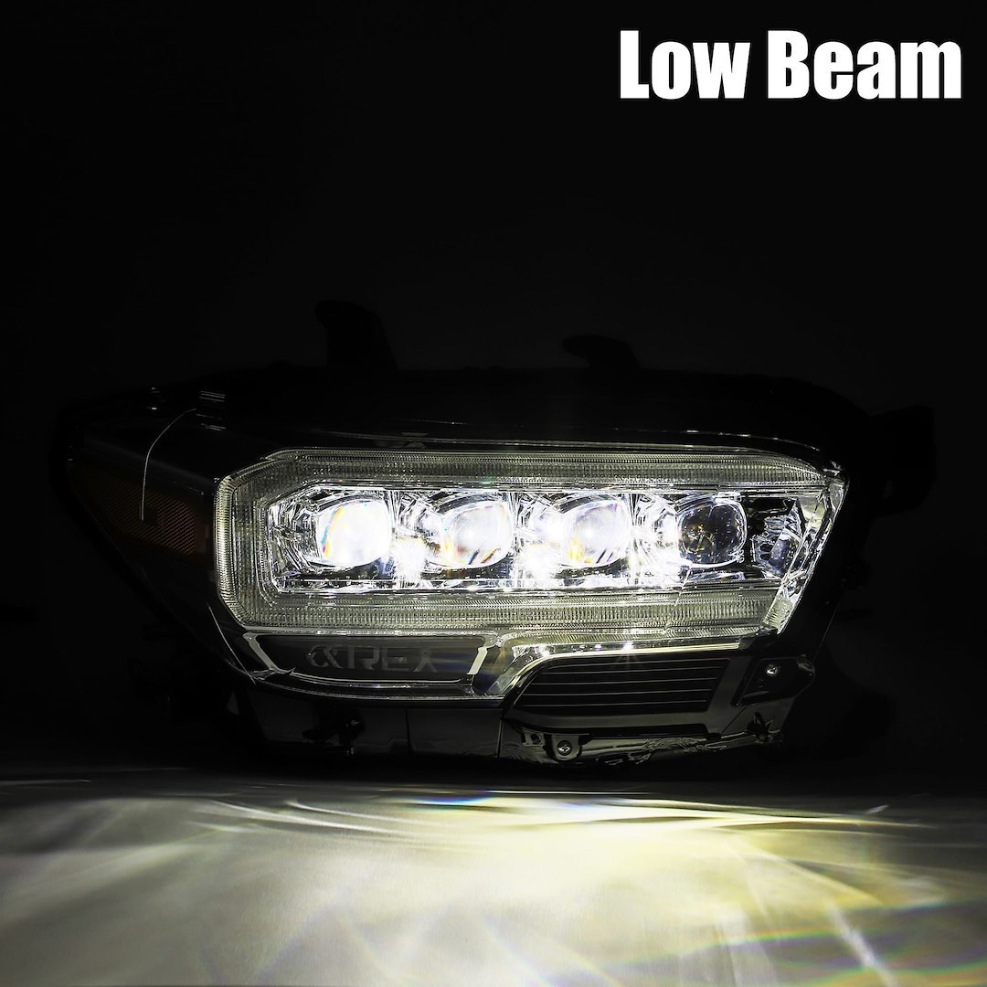Alpharex USA Headlight Assembly, Nova-Series, LED Bulb, Projector Beam with White Daytime Running Light/ Amber Sequential Signal, 4 Osram LED – 880705