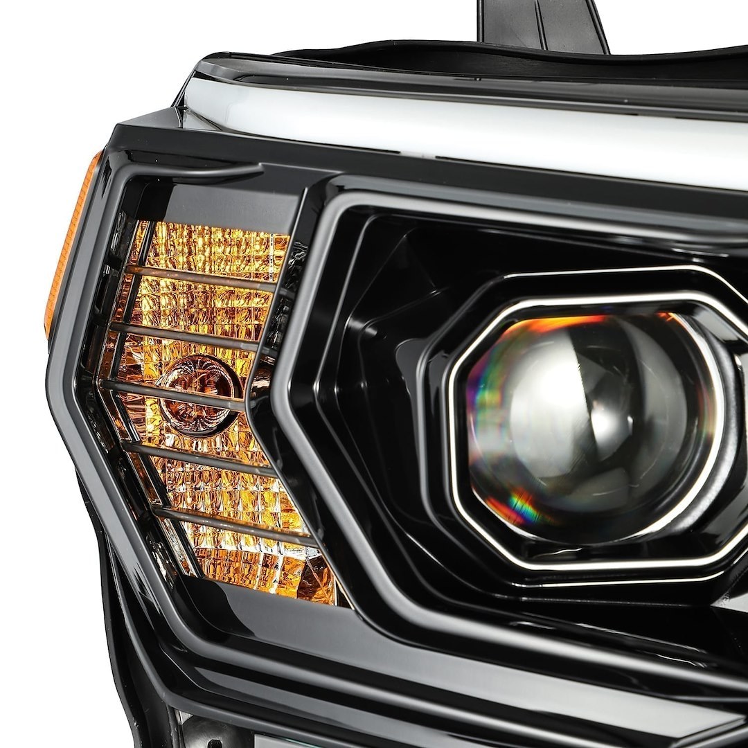 Alpharex USA Headlight Assembly, Luxx-Series, LED Bulb, Projector Beam with White Daytime Running Light/ Amber Sequential Signal – 880720