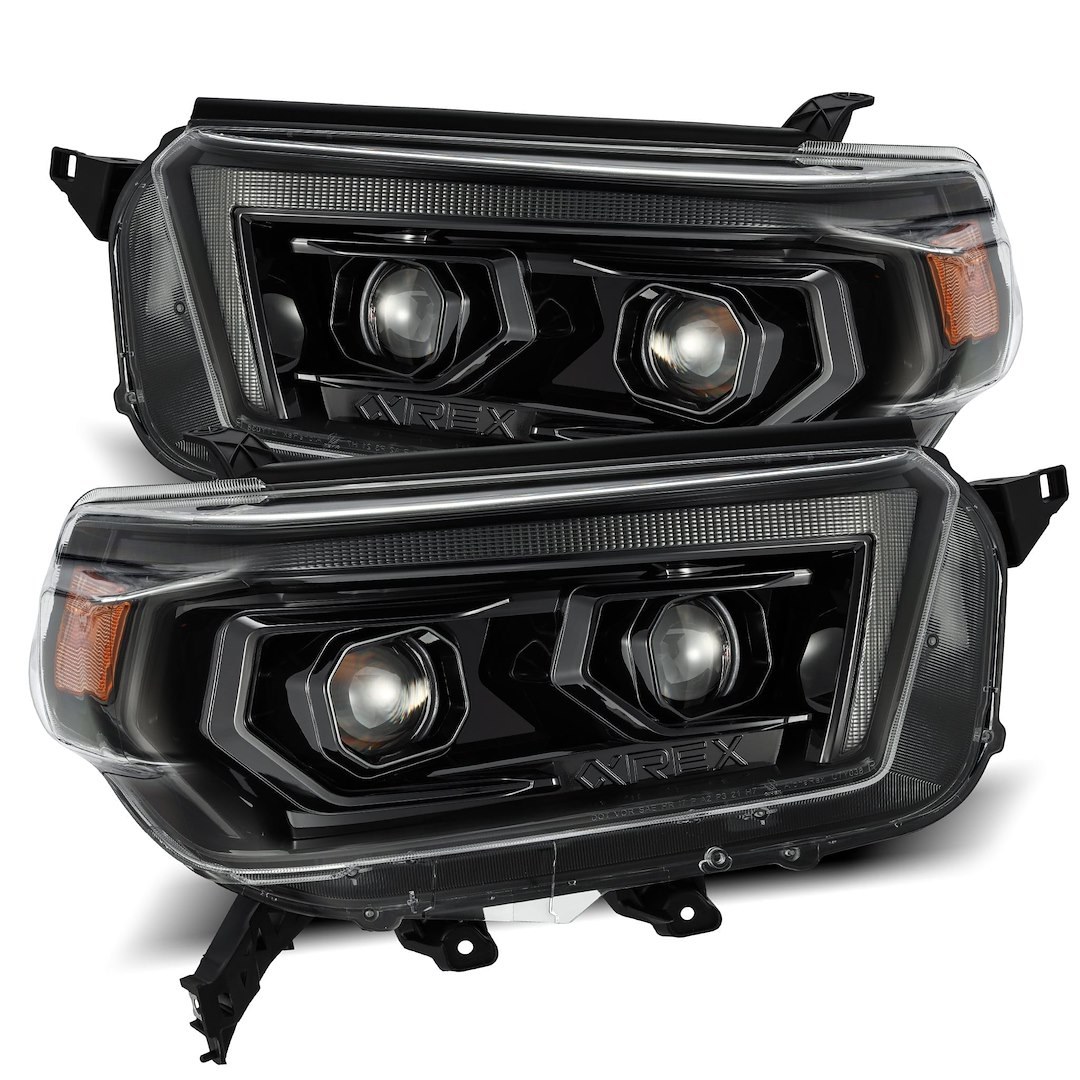 Alpharex USA Headlight Assembly, Luxx-Series, LED Bulb, Projector Headlight, White and Amber Daytime Running Light/ Amber Signal Light – 880756
