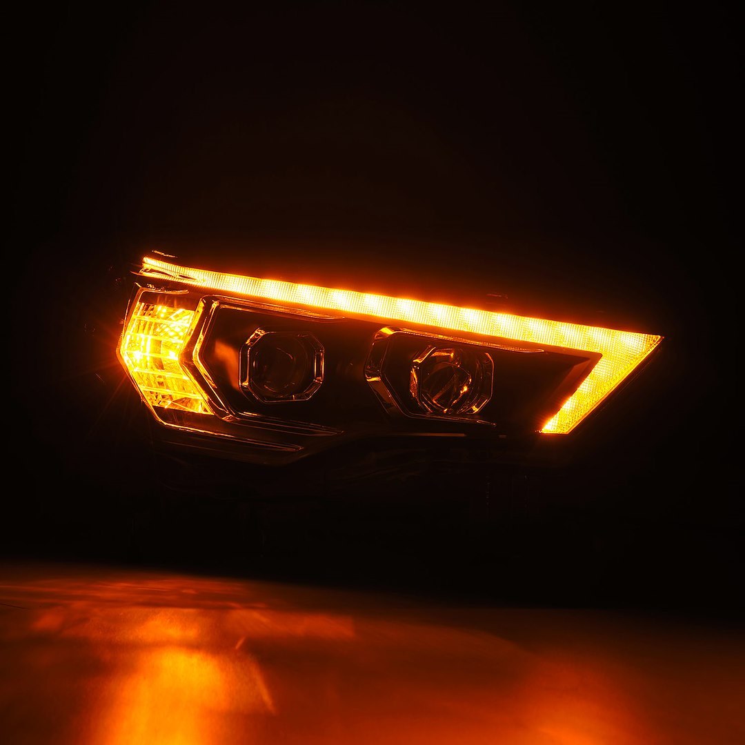 Alpharex USA Headlight Assembly, Pro-Series, Projector Beam with White Daytime Running Light/ Sequential Amber Turn Signal Light – 880814