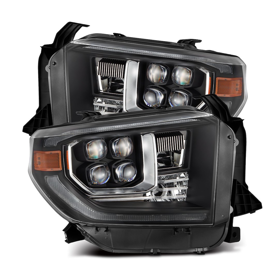 Alpharex USA Headlight Assembly, Nova-Series, LED, Projector Beam, White/ Amber Daytime Running Light and Amber Sequential Turn Signal – 880833