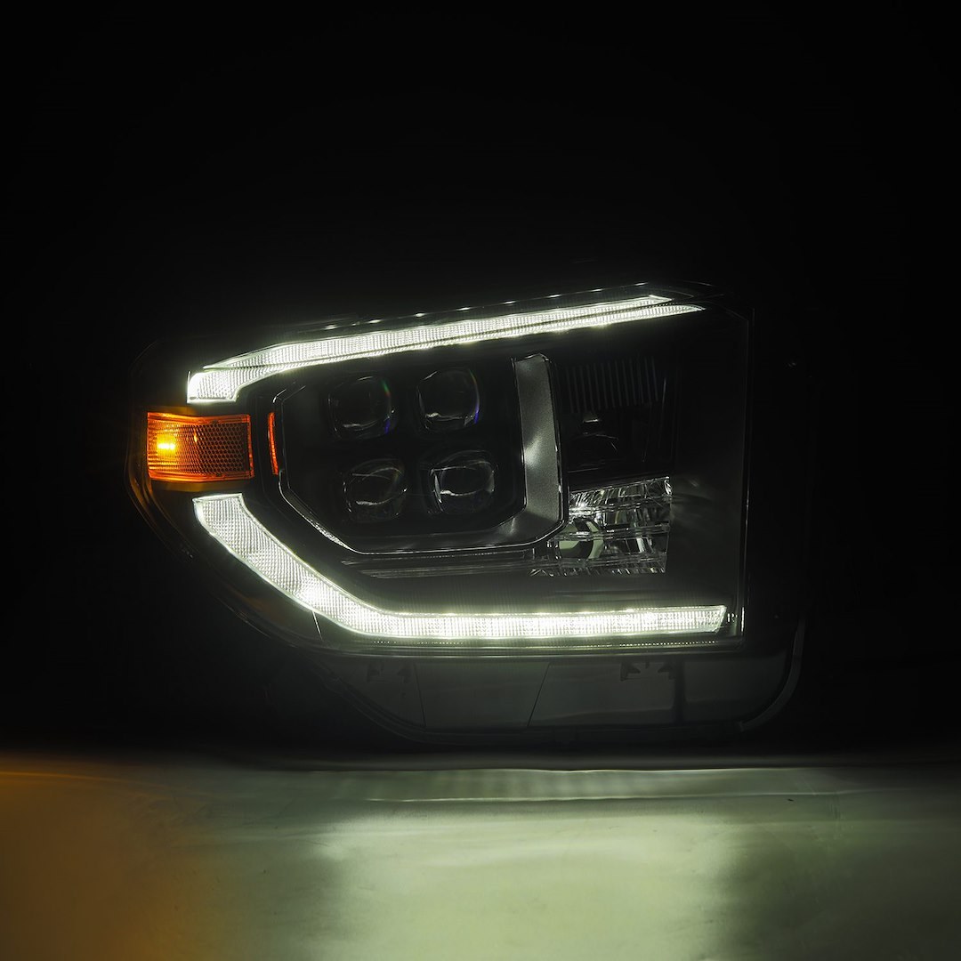 Alpharex USA Headlight Assembly, Nova-Series, LED, Projector Beam, White/ Amber Daytime Running Light and Amber Sequential Turn Signal – 880833