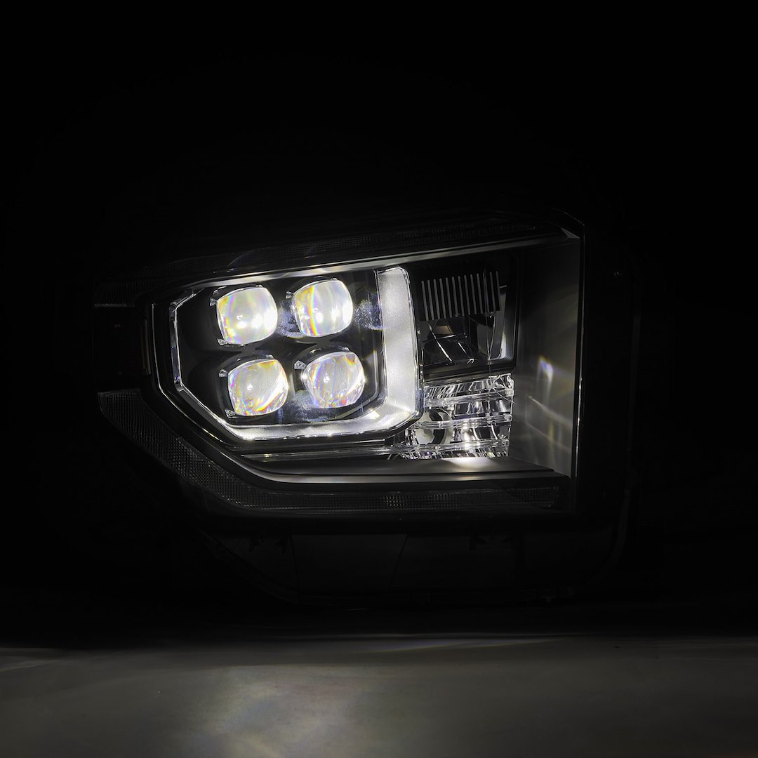 Alpharex USA Headlight Assembly, Nova-Series, LED, Projector Beam, White/ Amber Daytime Running Light and Amber Sequential Turn Signal – 880833