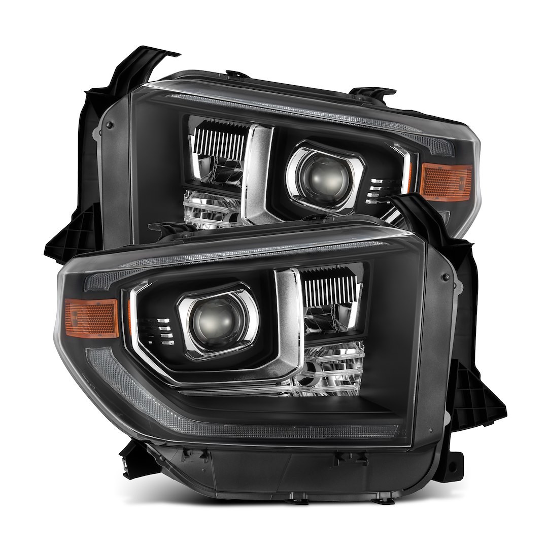 Alpharex USA Headlight Assembly, Luxx-Series, LED, Projector Beam, White/ Amber Daytime Running Light and Amber Sequential Turn Signal – 880835