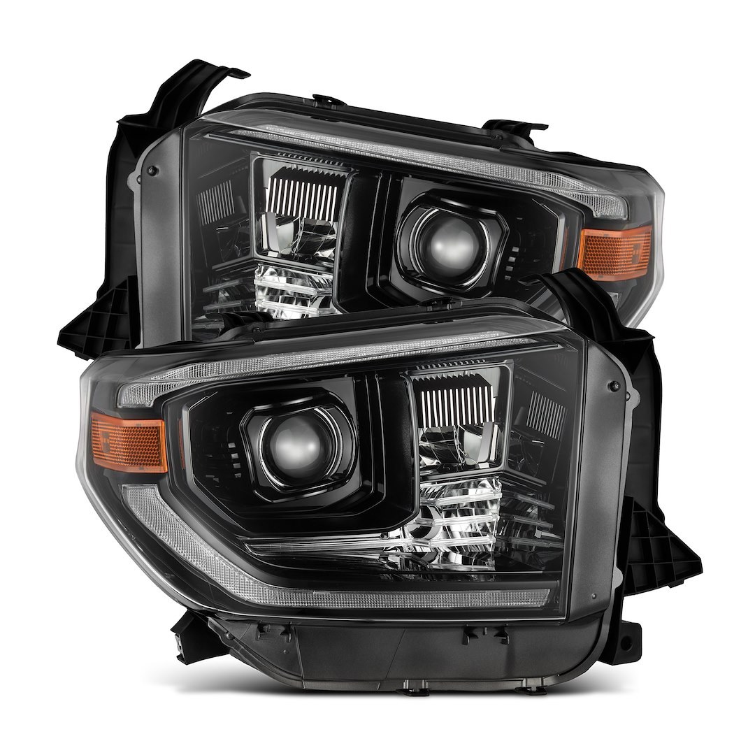Alpharex USA Headlight Assembly, Luxx-Series, LED, Projector Beam, White/ Amber Daytime Running Light and Amber Sequential Turn Signal – 880836