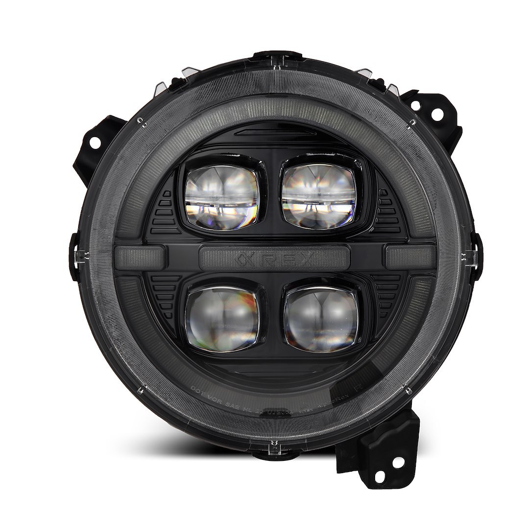 Alpharex USA Headlight Assembly, Nova-Series, LED, Projector Beam, White/ Amber Daytime Running Light and Amber Sequential Turn Signal – 880867