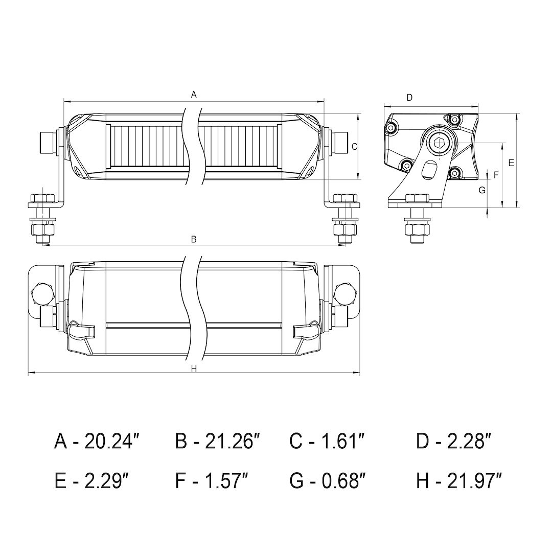 Arc Lighting Light Bar, Xtreme Series, LED, 1.6 Inch X 20.1 Inch X 2.3 Inch Rectangular, White Lp Modular and Amber Cree Bulb – 61033