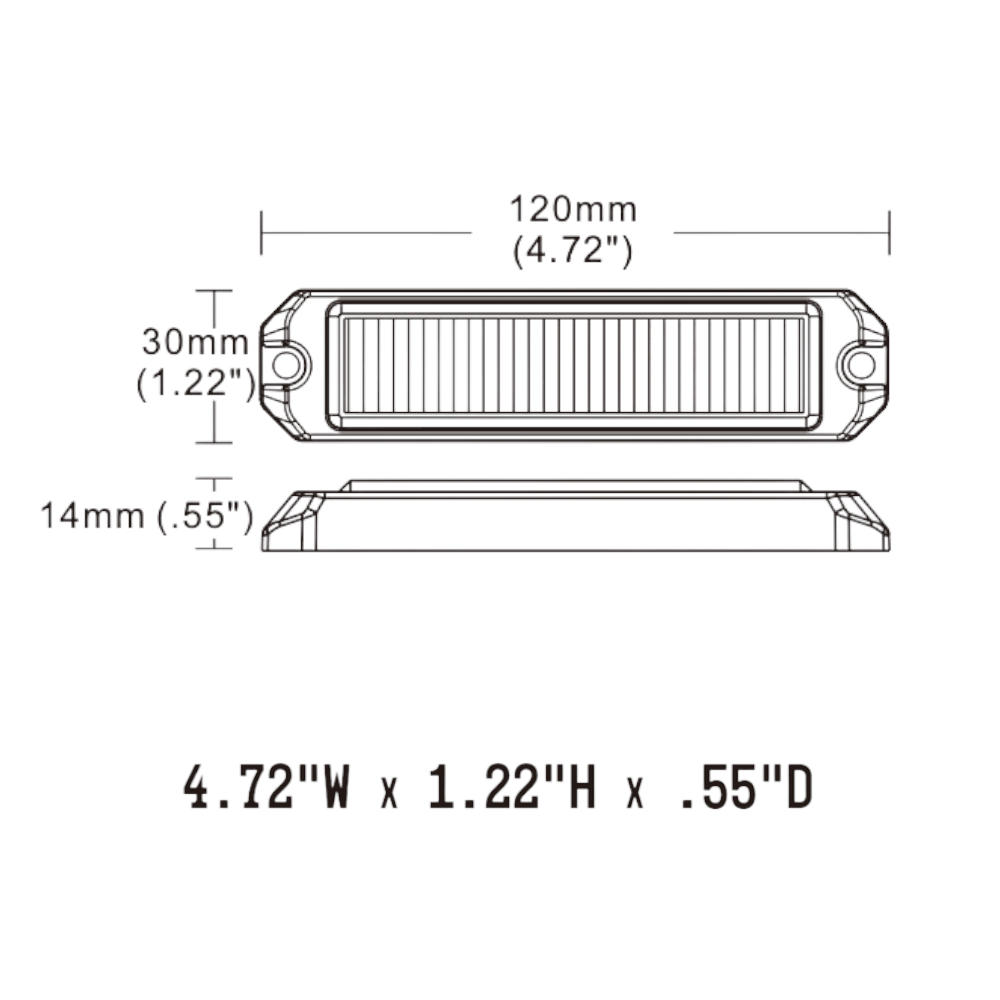 Arc Lighting Warning Light, Slim Series, 1.22 Inch Height X 4.7 Inch Width X 0.55 Inch Depth, Mini Bar, Surface Mount, Strobe – BB6110A