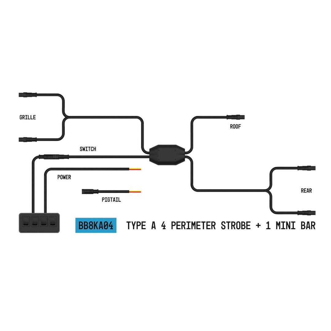 Arc Lighting Warning Light Wiring Harness, Strobelink™, Used with Type a Perimeter Strobe and Mini Bar Lights – BB8KA04