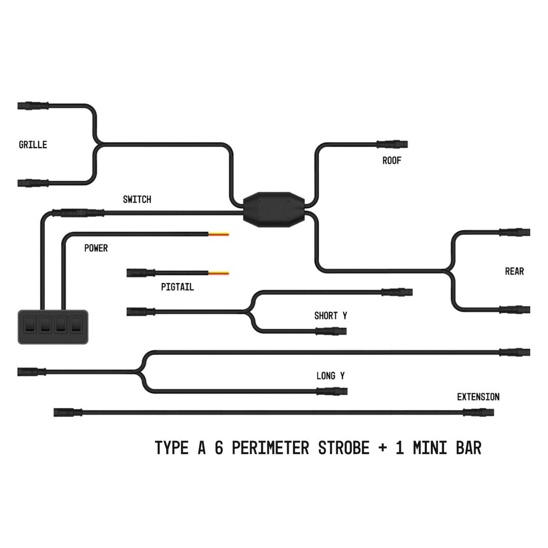 Arc Lighting Warning Light Wiring Harness, Strobelink™, Used with Type a Perimeter Strobe and Mini Bar Lights – BB8KA06