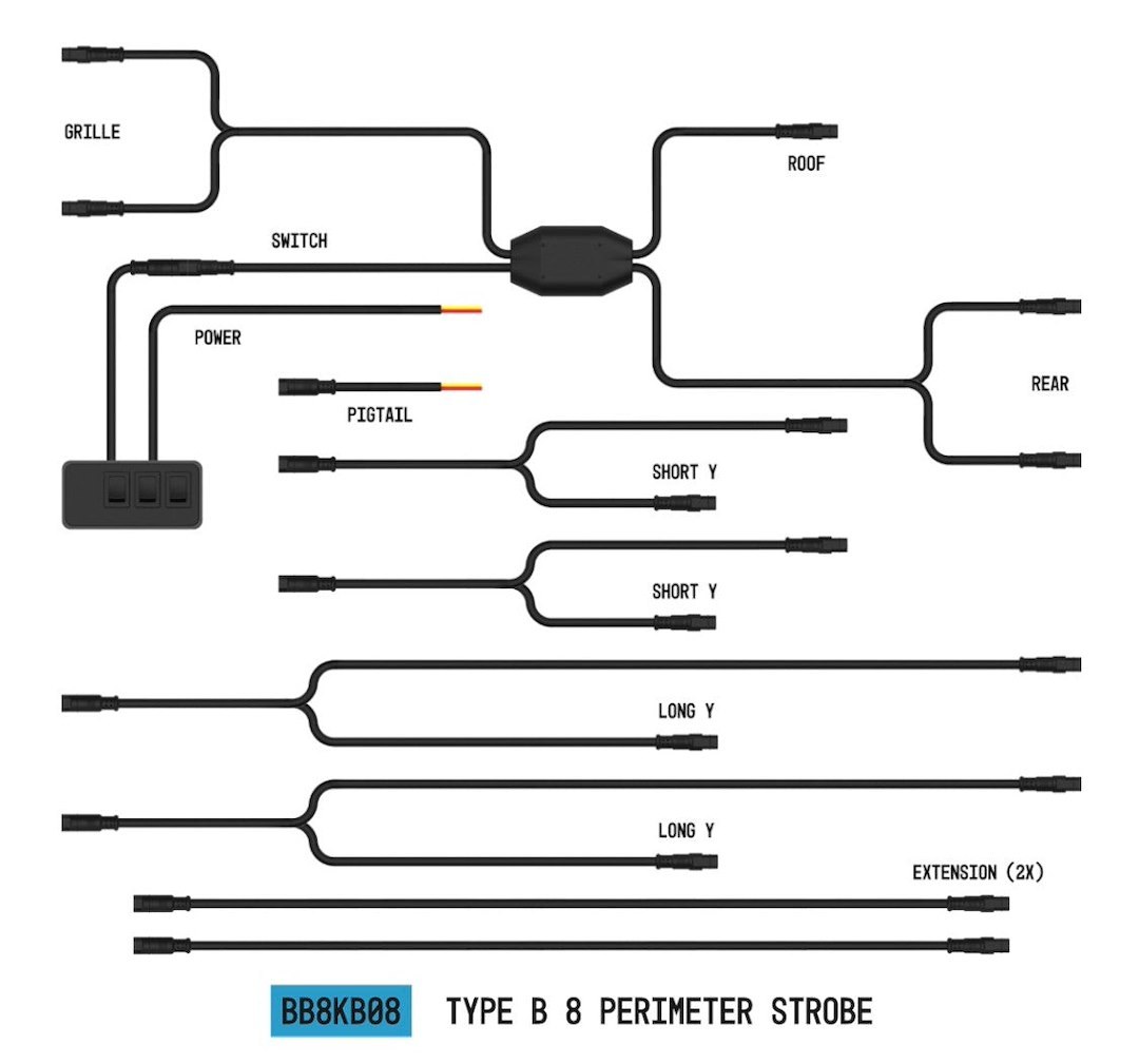 Arc Lighting Warning Light Wiring Harness, Strobelink™, Used with Type a Perimeter Strobe Lights and Mini Bar Lights – BB8KA08
