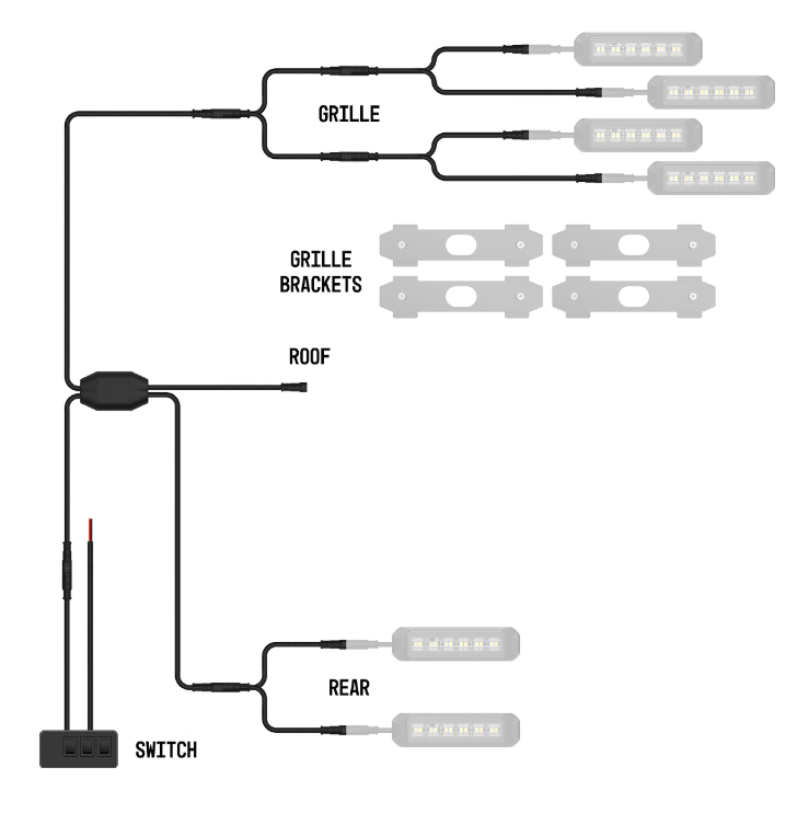 Arc Lighting Warning Light Wiring Harness, Strobelink™, Used with Type B Perimeter Strobe, 6 Type B Perimeter Lights, 12 Volt, 15 Amp – BB8KB06