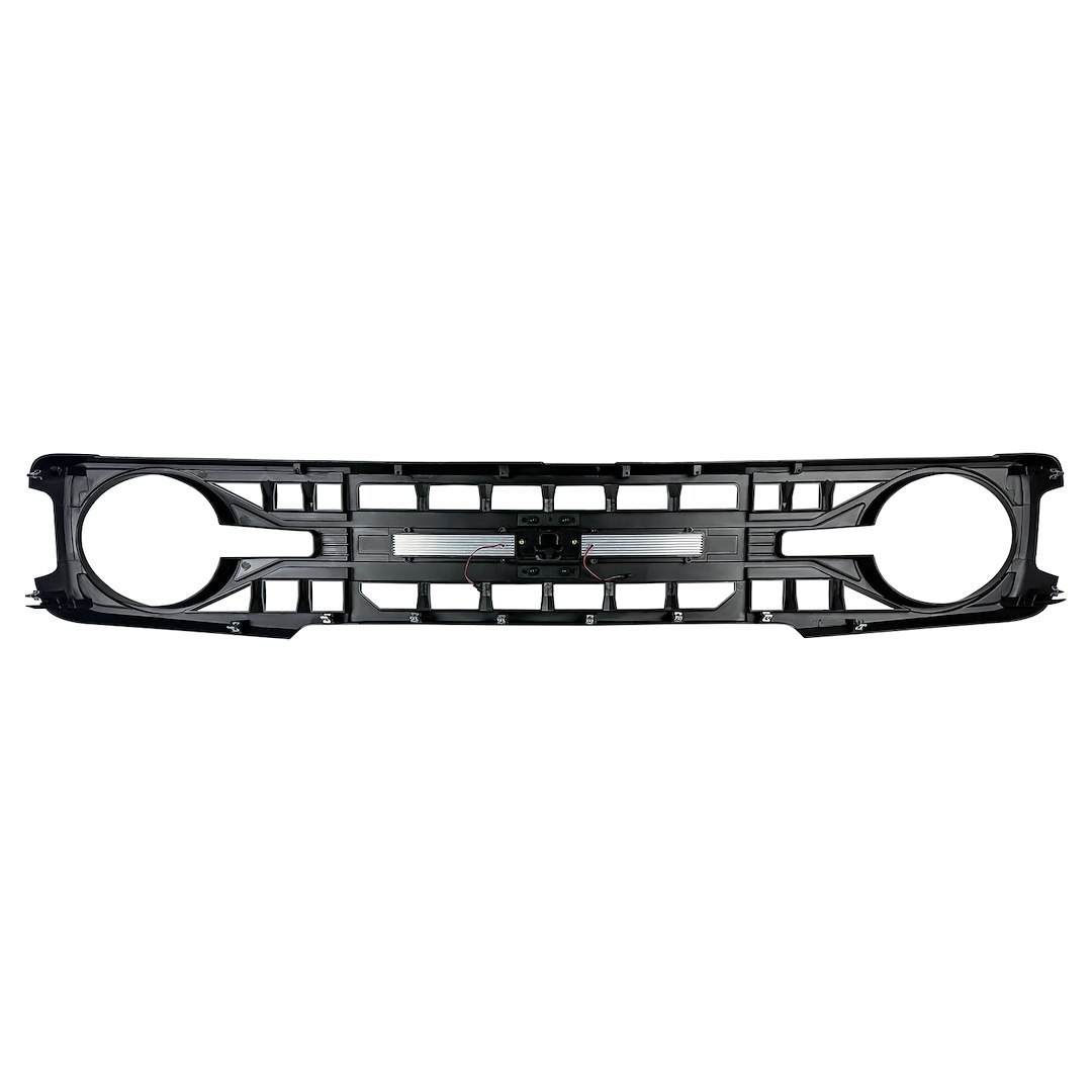 American Mod Grille, Armor, Bar Style, With Light Cutout, Matte Black, ABS Plastic, With Off-Road LED Lights/ Camera Bracket – AMFMEA00116