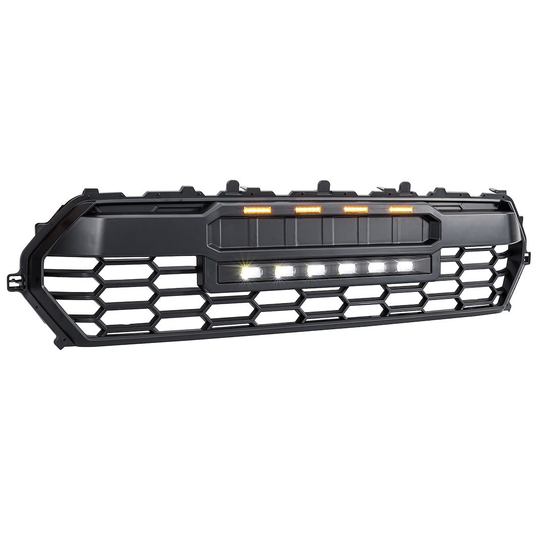American Mod Grille, Trd Pro, Honeycomb Style, With Light Cutout/ with Emblem Cutout, Matte Black, ABS Plastic – AMTYTAA00130