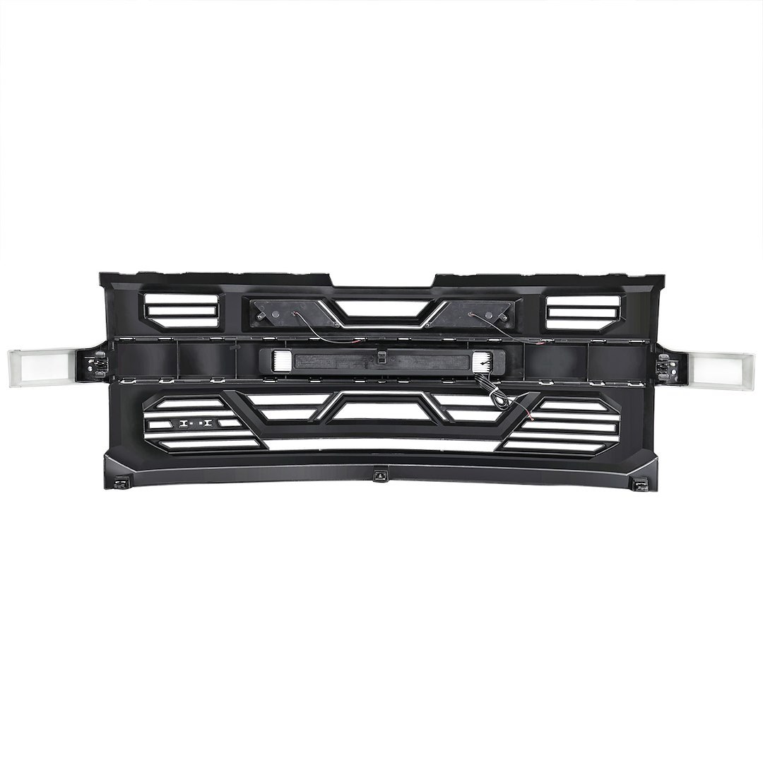 American Mod Grille, Armor, With Light Cutouts, Chrome Gloss Black, ABS Plastic – AMCHCA00132