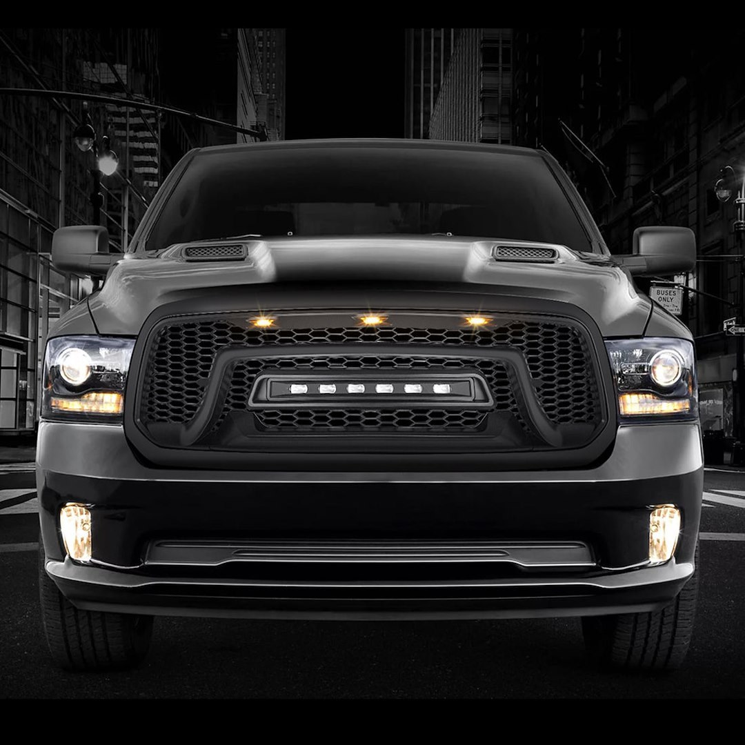 American Mod Grille, Armor, With Light Cutouts, Matte Black, ABS Plastic – AMDEBA00101