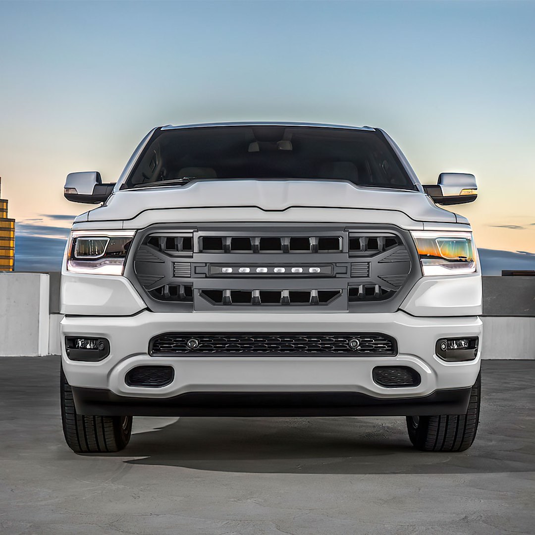 American Mod Grille, Armor, With Light Cutouts, Matte Black, ABS Plastic – AMDEBA00105