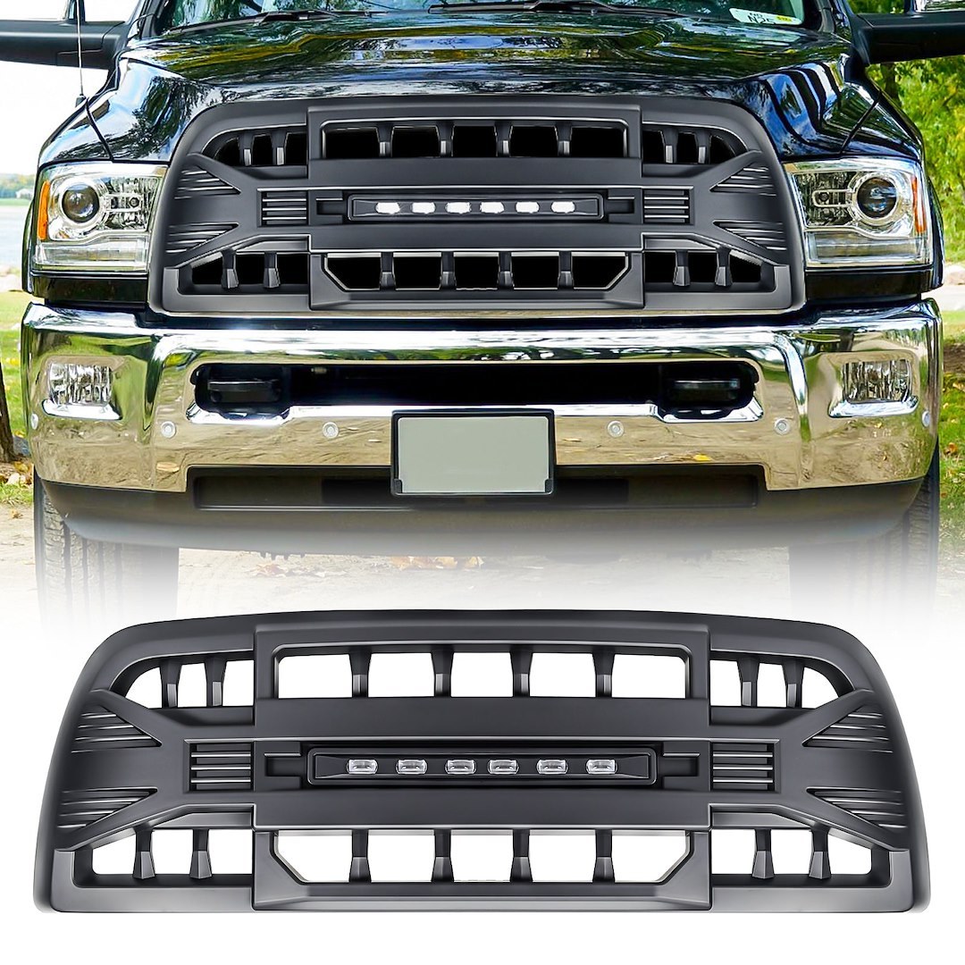 American Mod Grille, Armor, Bar Style, With Light Cutout, Matte Black, ABS Plastic – AMDEBA00143