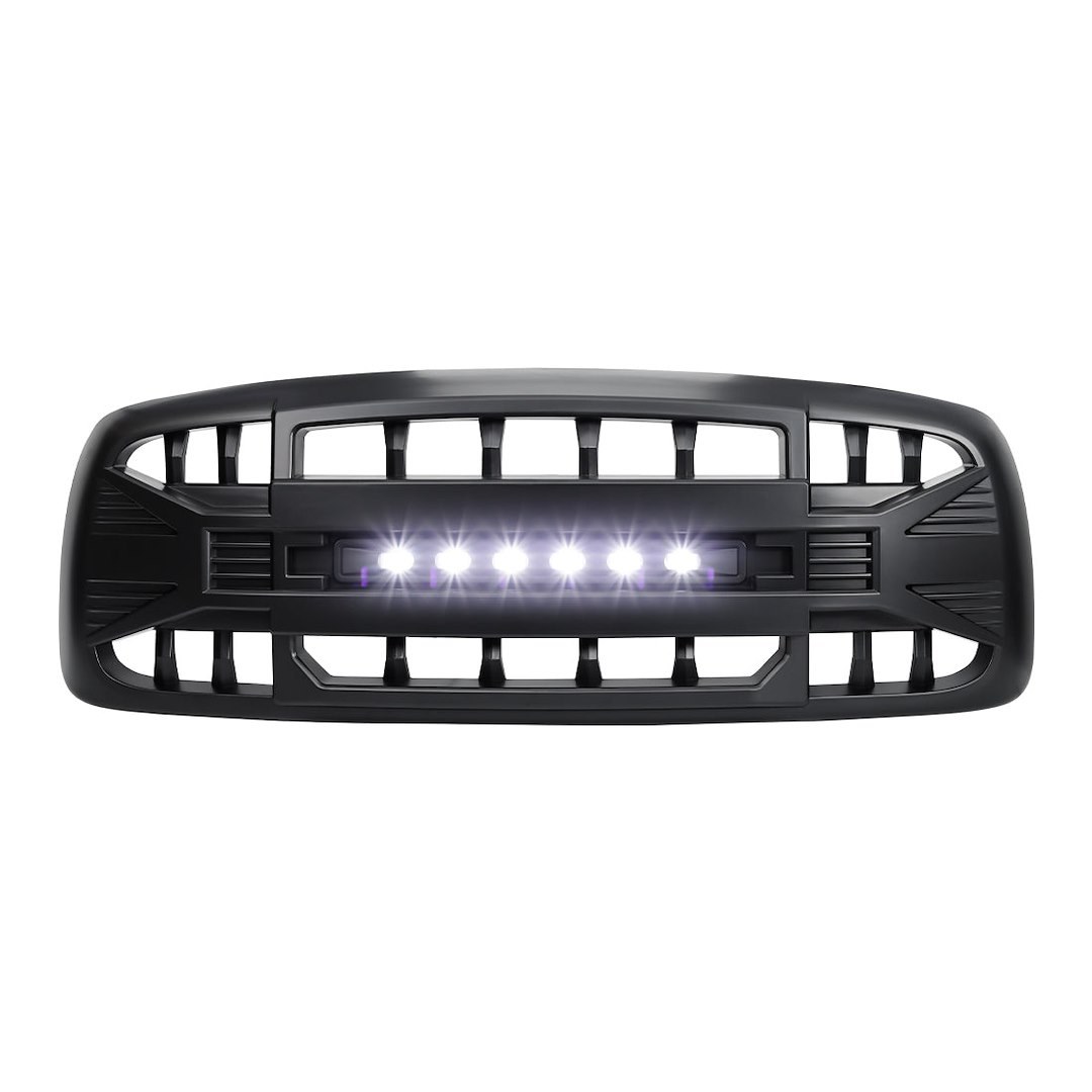American Mod Grille, Armor, Bar Style, With Light Cutout, Matte Black, ABS Plastic – AMDEBA00144