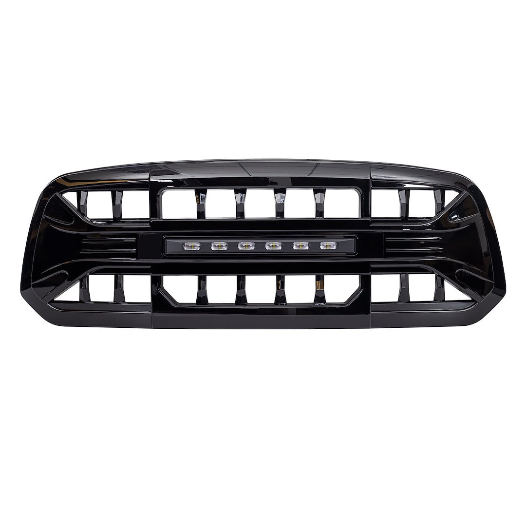 American Mod Grille, Armor, Bar Style, With Light Cutout, Gloss Black, ABS Plastic – AMDEBA00151