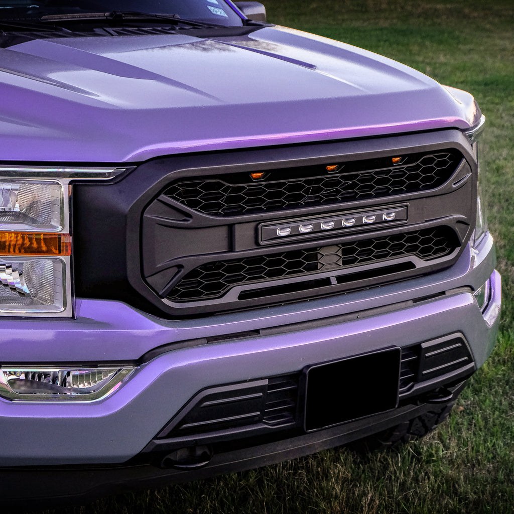 American Mod Grille, Armor, With Light Cutouts, Matte Black, ABS Plastic – AMFMAA00121