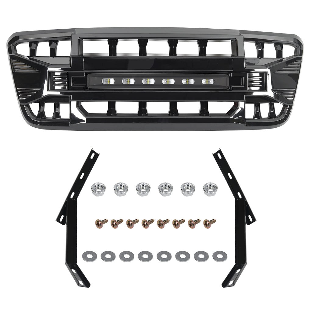 American Mod Grille, Armor, With Light Cutouts, Gloss Black, ABS Plastic – AMFMAA00128
