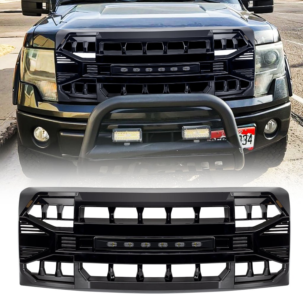 American Mod Grille, Armor, With Light Cutouts, Gloss Black, ABS Plastic – AMFMAA00129