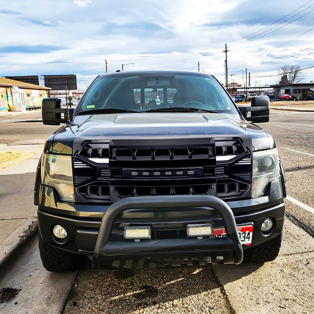 American Mod Grille, Armor, With Light Cutouts, Gloss Black, ABS Plastic – AMFMAA00129