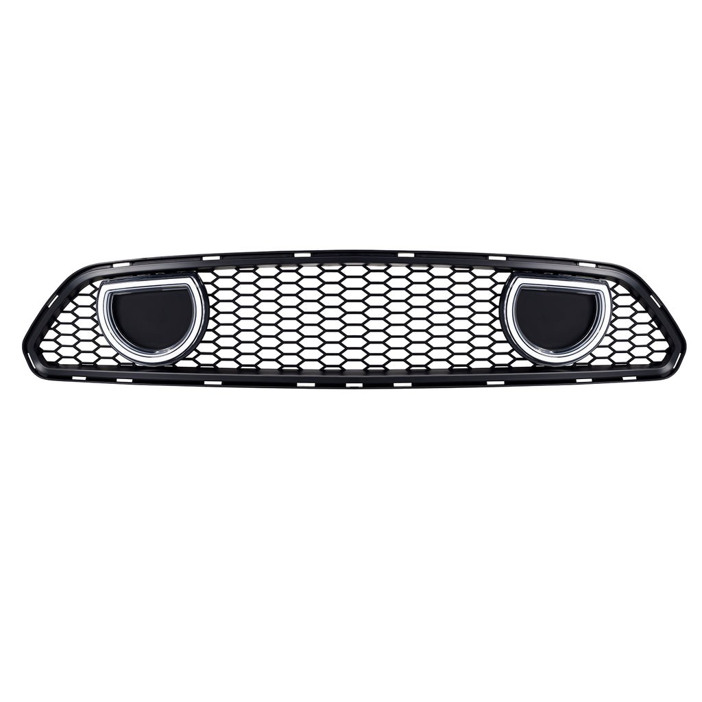American Mod Grille, Mach 1, Matte Black, ABS Plastic, With Two Super White LED Daytime Running Light and Amber Turn Signal Light – AMFMCA00615