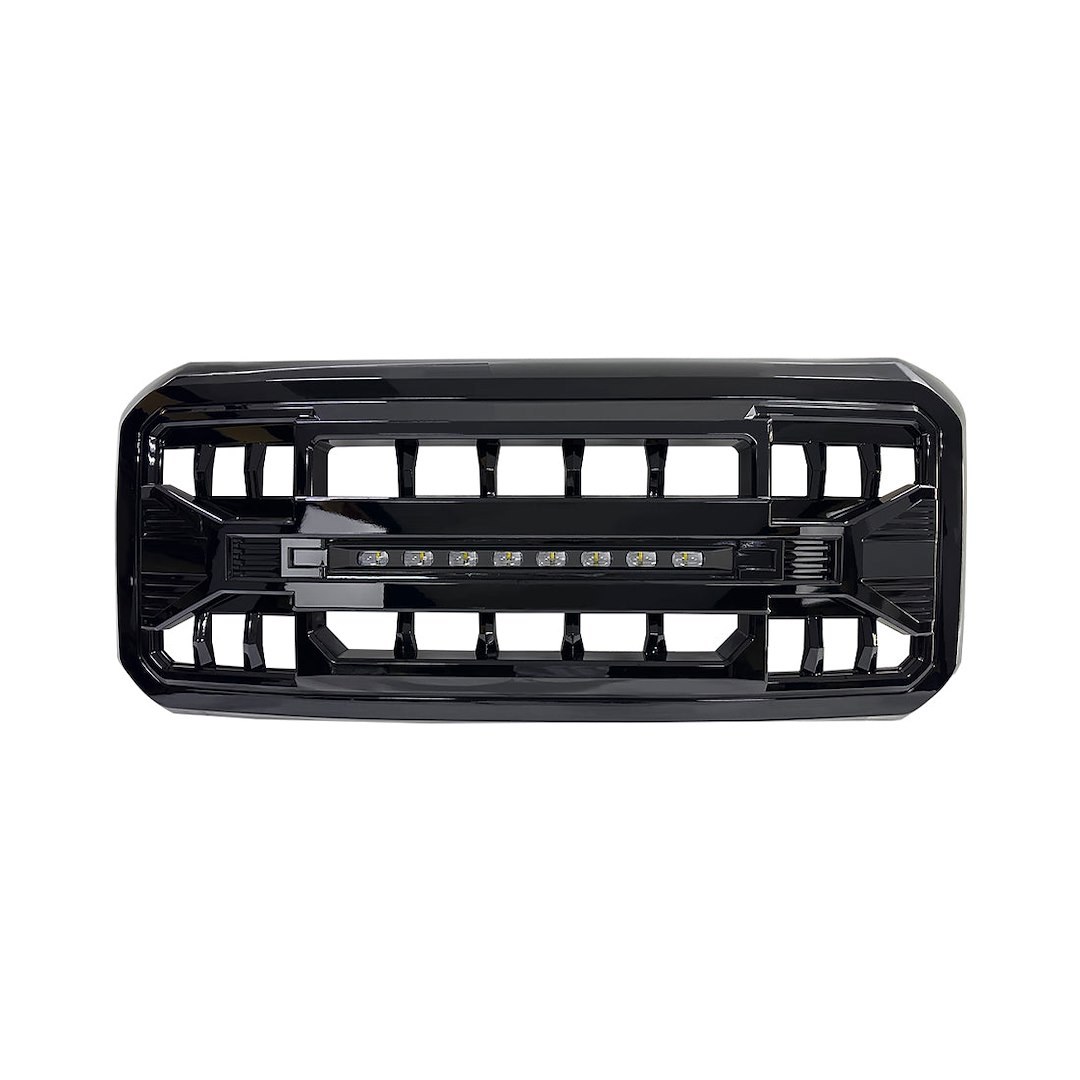 American Mod Grille, Armor, Bar Style, With Light Cutout, Gloss Black, ABS Plastic – AMFMFA00118