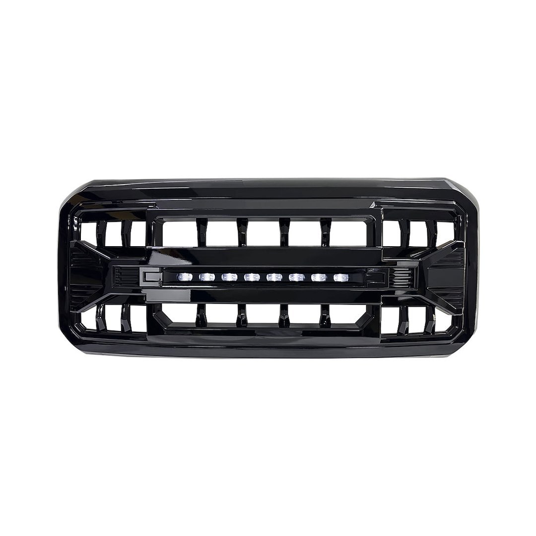 American Mod Grille, Armor, Bar Style, With Light Cutout, Gloss Black, ABS Plastic – AMFMFA00118